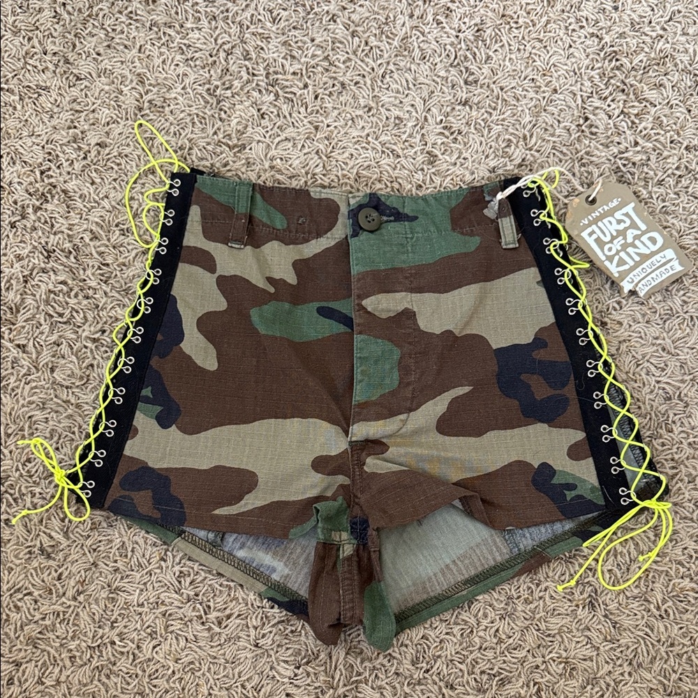 NEW Furst of a Kind Camo Lace Up Shorts